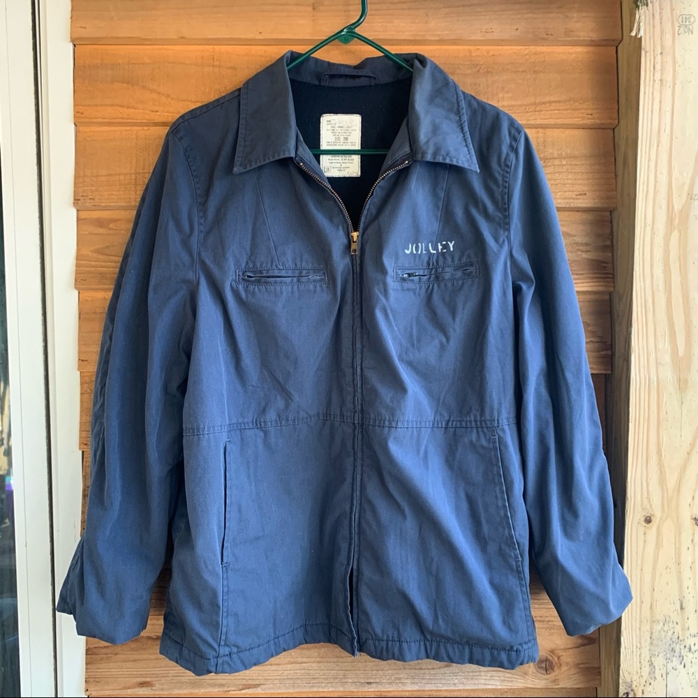Vintage Military Issued Utility Mechanic Cotton Fleece Lined Full Zip Coat